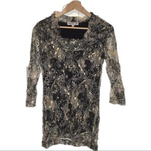 Andria Lieu small 3/4 sleeve top boat neck gauze